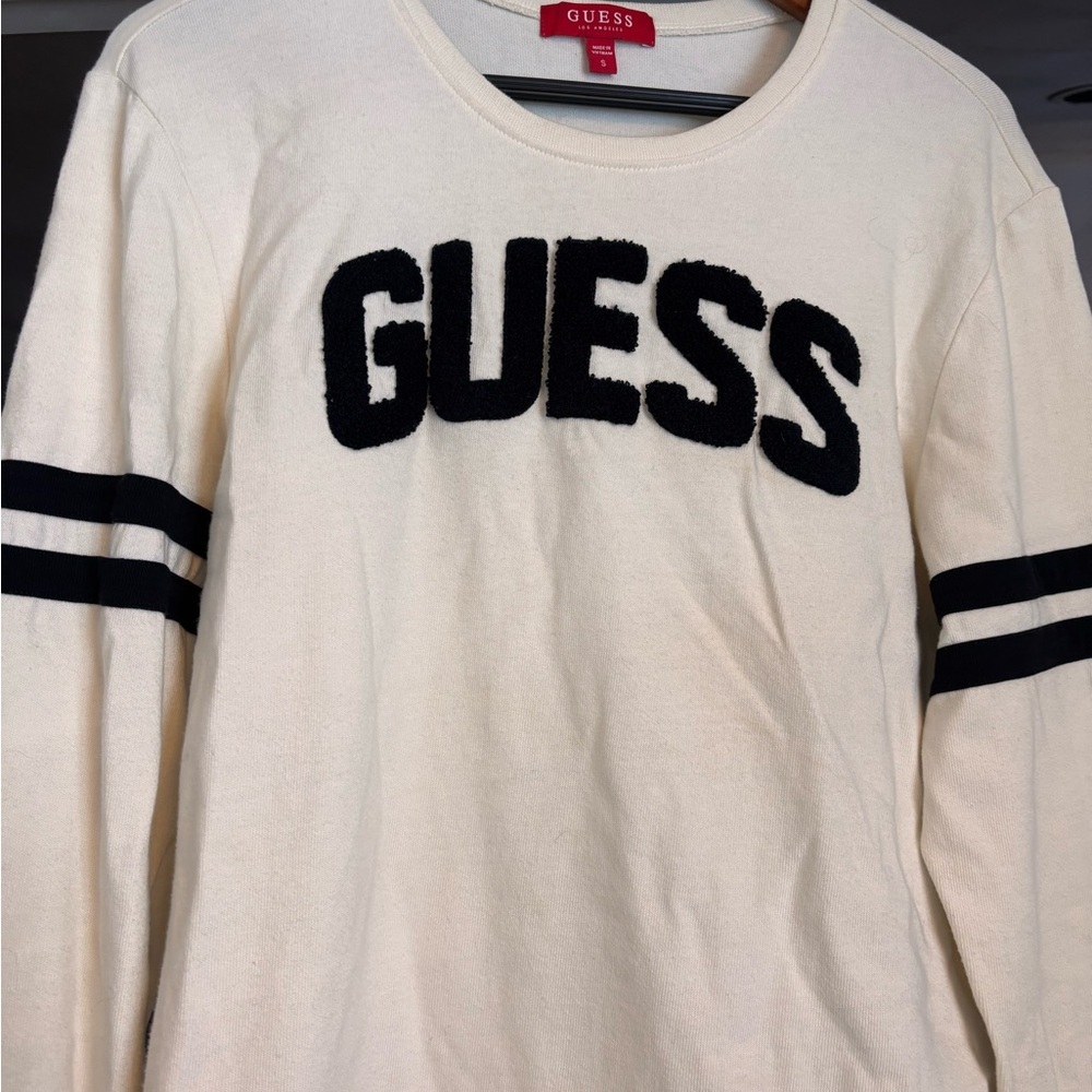 Guess Ivory and Black Logo shirt MENS